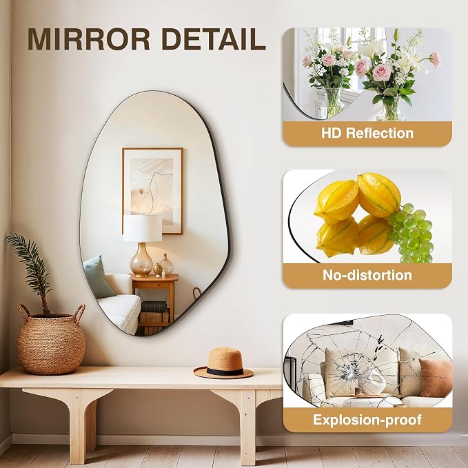 FICTOR Irregular Asymmetrical Wall Mirror, Living Room, Dining Room - Image 3