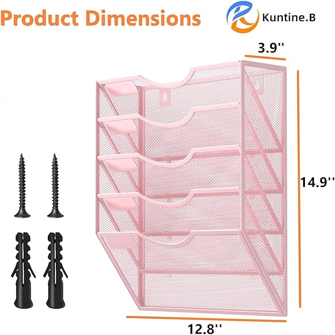 Kuntine.B Wall File Organizer Office Hanging Magazine Holder Wall File Organizer - Image 2