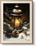 VIYYIEA Winter Framed Wall Art for Living Room, Oil Lamp Canvas Prints by VIYYIEAART