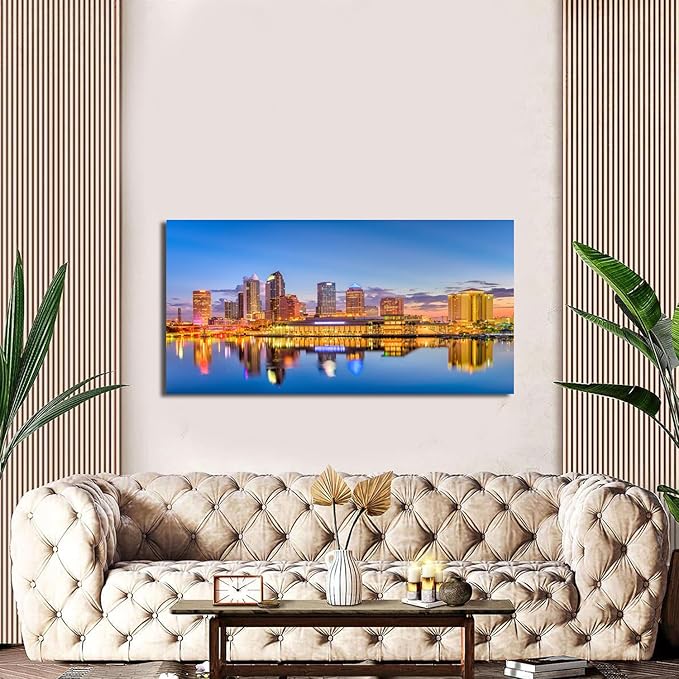 AIYISU Florida Wall Art Tampa Downtown Skyline Canvas Picture USA City - Image 4
