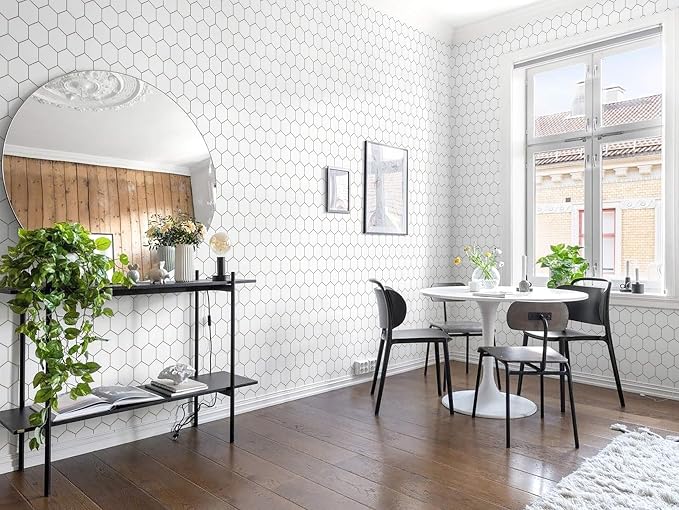 White Wallpaper Kitchen Backsplash Peel and Stick Wallpaper 197"×17.3" White - Image 6