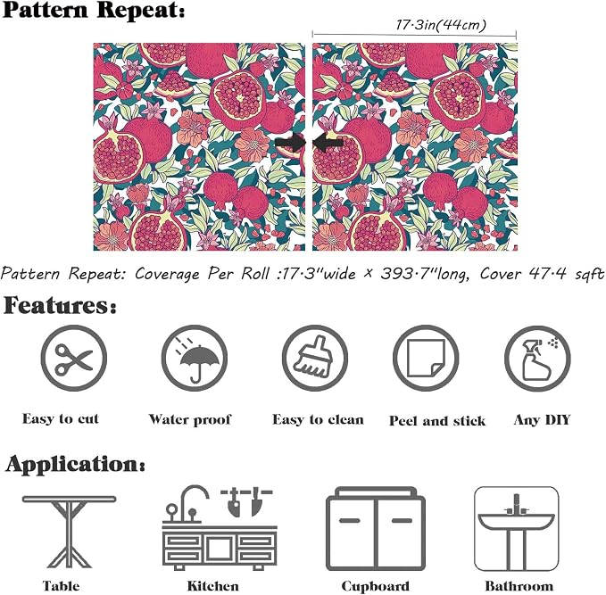Floral Wallpaper Vintage Red Peel and Stick Wallpaper Self Adhesive Removable - Image 6