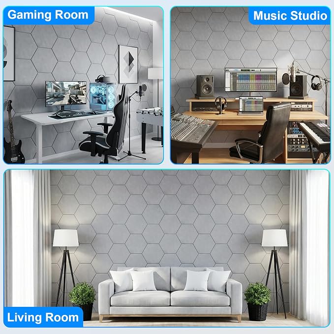 12 Pack Hexagon Acoustic Panels, Self-Adhesive Sound Deadening Panels, Sound - Image 6