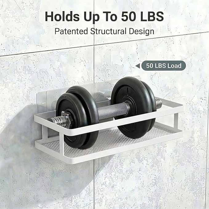 PUSDON 2-Pack Minimalist Shower Caddy Wall Mount, Open Frame Bathroom Shelf - Image 5