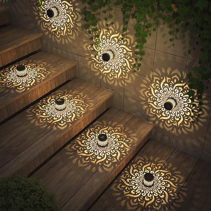 gardencave 2 Pack Solar Fence Lights Metal Solar Powered Outdoor Deck Step Wall - Image 3