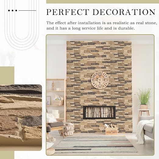 4 Pack Faux Stone Panels Interior 45.6''l x 11.8''h x 0.98''d Faux Siding - Image 3