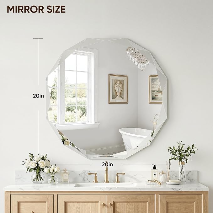 Suidia Bathroom Mirror, Frameless Bathroom Mirror - Image 2