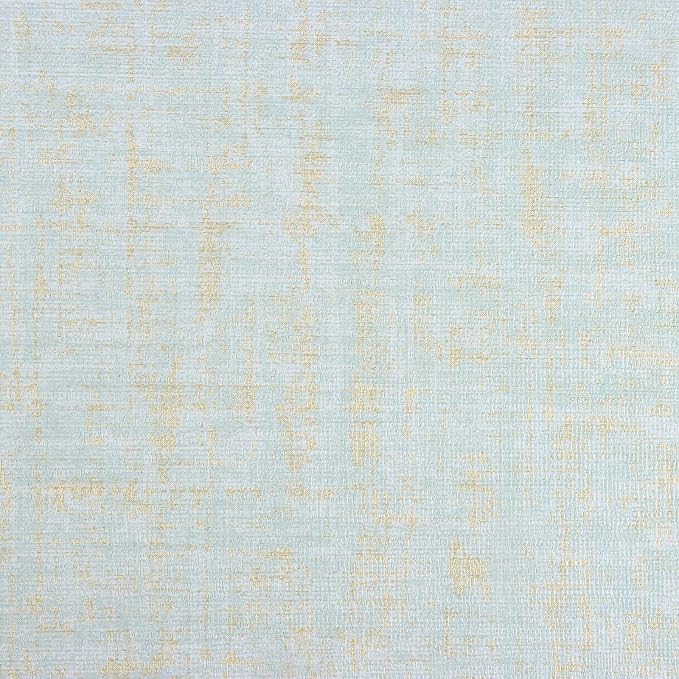 VEELIKE Blue Gold Grasscloth Peel and Stick Wallpaper 15.7''x118'' by VEELIKE