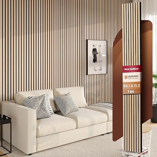 Avana Modern Acoustic Wood Wall Panel –93.2x11.25 Inch Panels – Fits 94x12 by AvanaHome