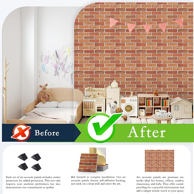 12Pack Acoustic Panels, High Density Decorative Sound Dampening Wall Panels - Image 5