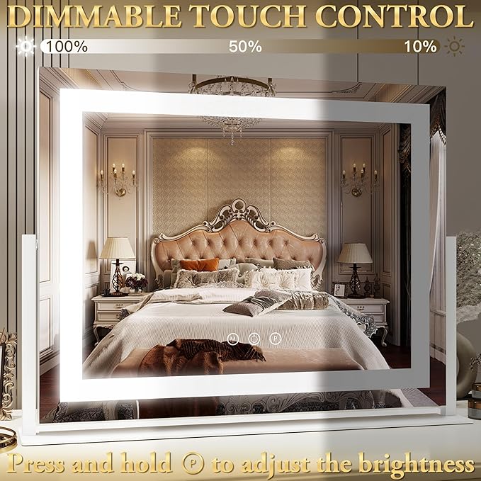 FENNIO Vanity Mirror with Lights 22''x18'' Makeup Mirror with Lights, Lighted - Image 3