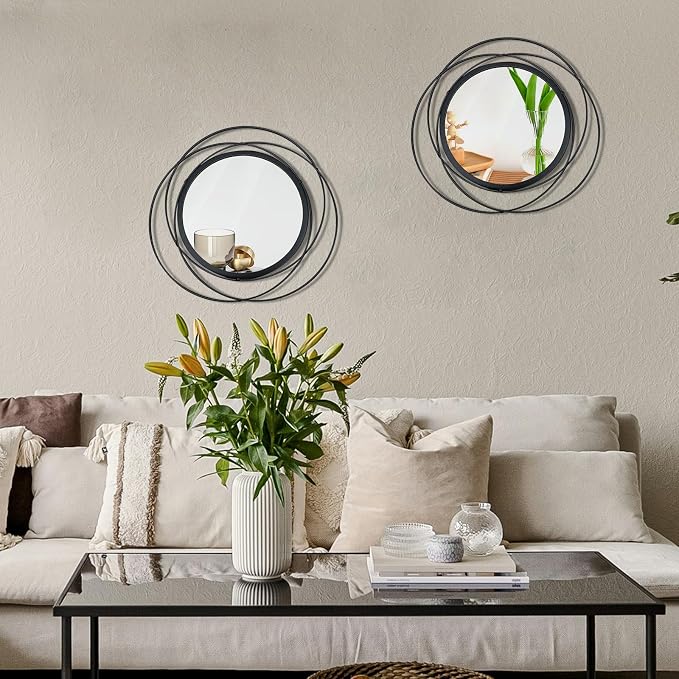 2 Set. Circle Mirrors for Wall Decor for Living Room Bedroom Bathroom Entryway - Image 6
