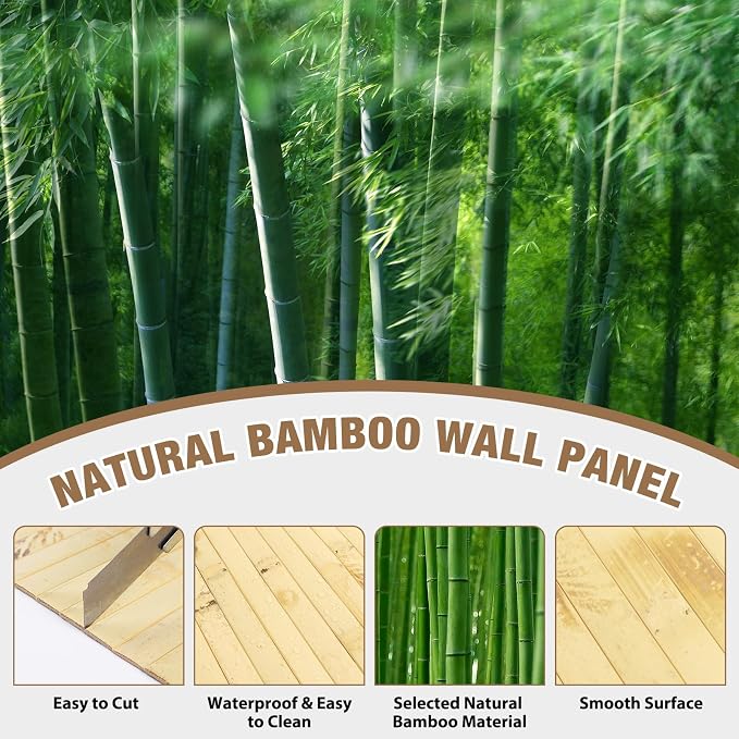 Natural Bamboo Wall Panel for Interior Wall Decor, Pole Wrap Wainscoting - Image 3