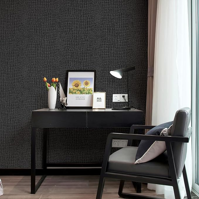 Zeeko Black Peel and Stick Wallpaper 23.6" x 120" Removable Crocodile Wallpaper - Image 6