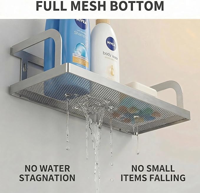 PUSDON 2-Pack Wide Hollowout Shower Caddy & Spice Rack, Wall Mount Bathroom - Image 4