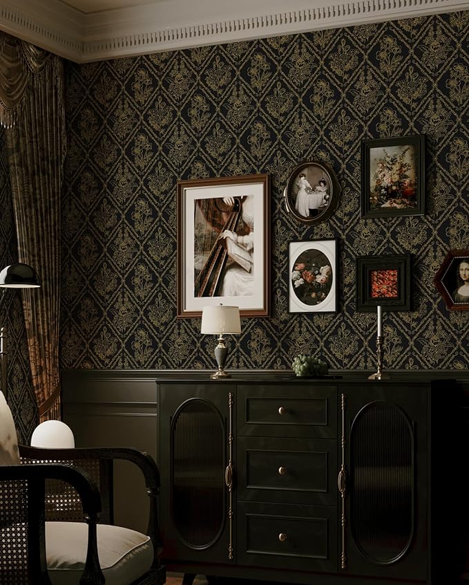 Toduso Peel and Stick Wallpaper Vintage Wall Paper Boho Contact Paper Black and - Image 4