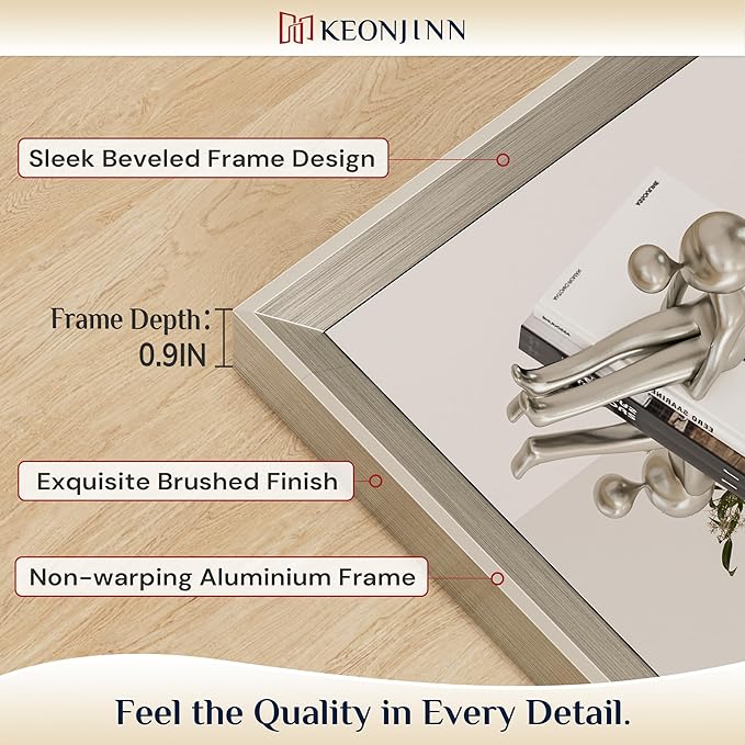 Keonjinn 42 x 36 Inch Brushed Nickel Bathroom Mirrors - Image 2