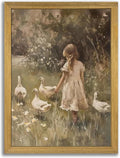 Wood Framed Canvas Wall Art, Vintage Girl by Unknown