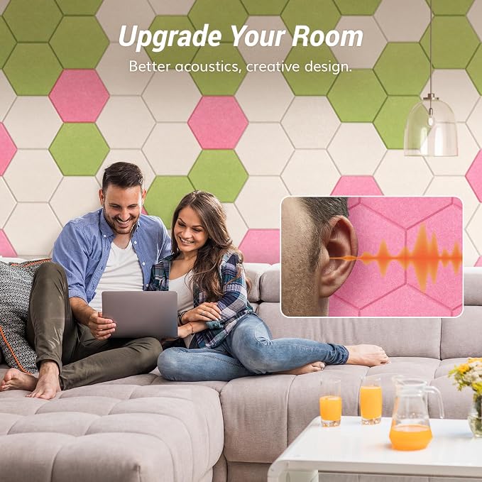 12 Pack High Density Hexagon Acoustic Panels, TONOR 12"x 10"x 0.4" Soundproof - Image 3
