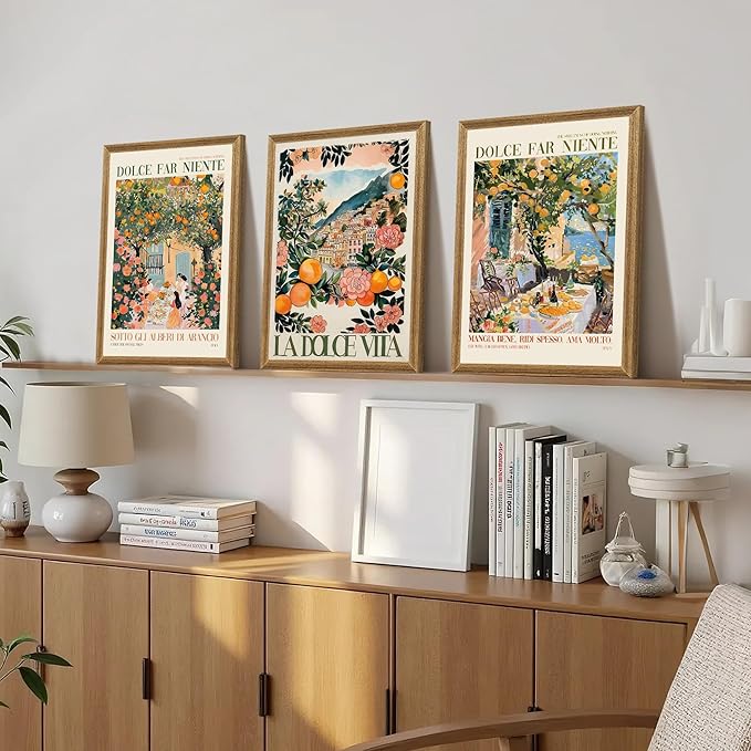 SYWENNOI 3 Pieces Wood Framed Italy Scenes Canvas Wall Art, Tuscan Wall Decor - Image 5