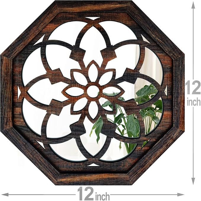 ZOLAPI 2-Piece Octagon Wall-Mounted Mirrors, Vintage Farmhouse Mirror - Image 7