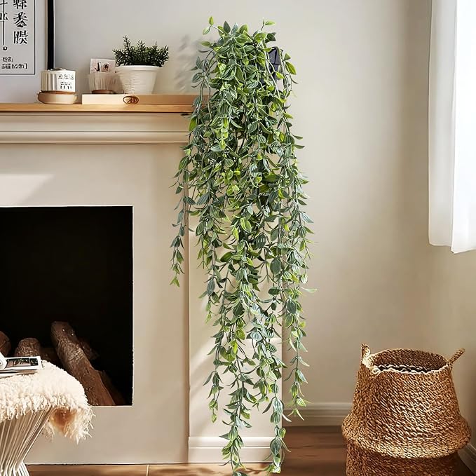 Artificial Hanging Plant 2 Pcs Faux Plant Ivy Vine Faux Eucalyptus Vines Fake - Image 4