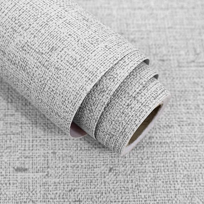 Gray Grasscloth Peel and Stick Wallpaper Textured Contact Paper 15.7inch x by lenify