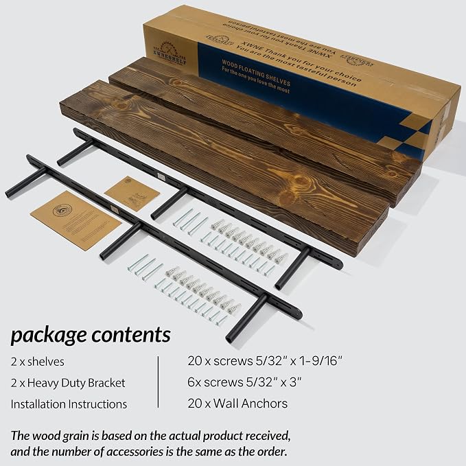 Floating Shelves 48 inch Long 8 "deep Set of 2, Heavy Duty Wood Wall Mounted - Image 7