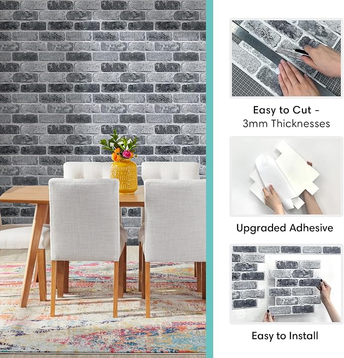 Commomy 3D Peel and Stick Brick Tiles - Image 6