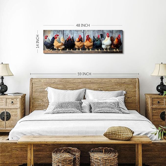 Large Farm Chicken Wall Art Rooster Kitchen Wall Decor Rustic Farmhouse Coop - Image 2