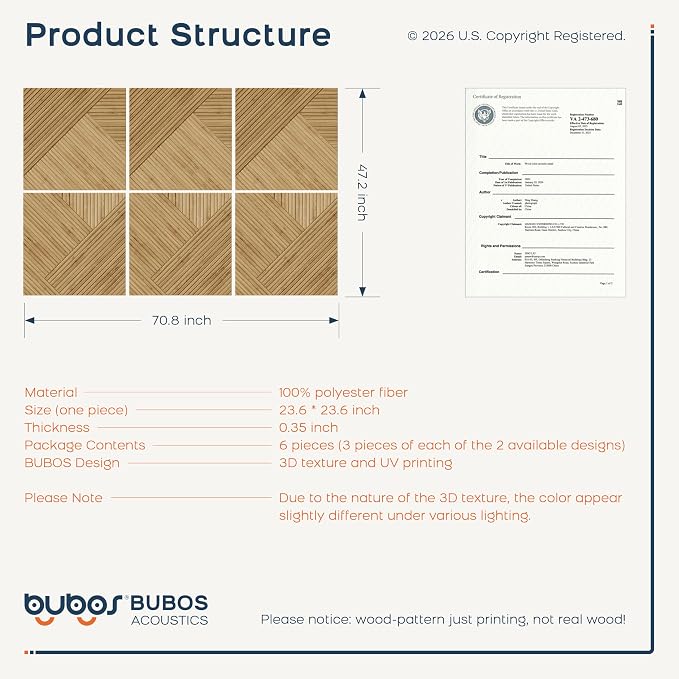 BUBOS 6 Pack Acoustic Wall Panels - Image 3