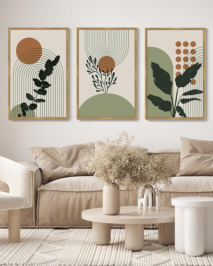 PHOPAGO Boho Plant Wall Art Green Botanical Bohemain Framed Wall Printing - Image 5