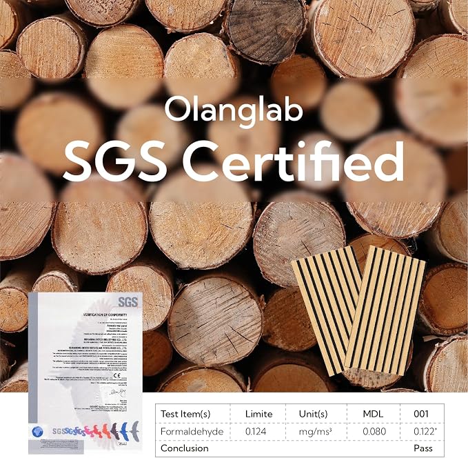 Olanglab Wood Slat Wall Panels 4 Pack, Acoustic Wall Panels, 47.24'' x 23.62" - Image 3