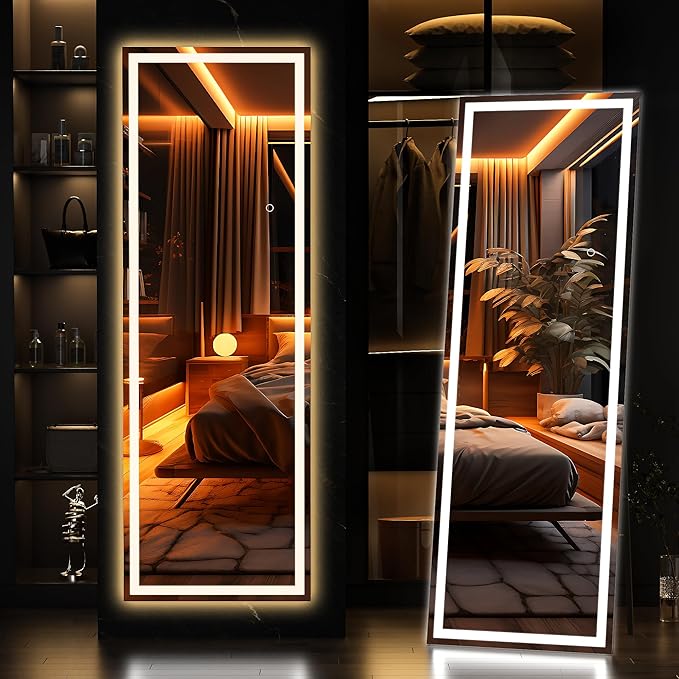 Hasipu Full Length Mirror with Lights, Full Body Dressing Standing, Hanging by Whatssuitableisthebest