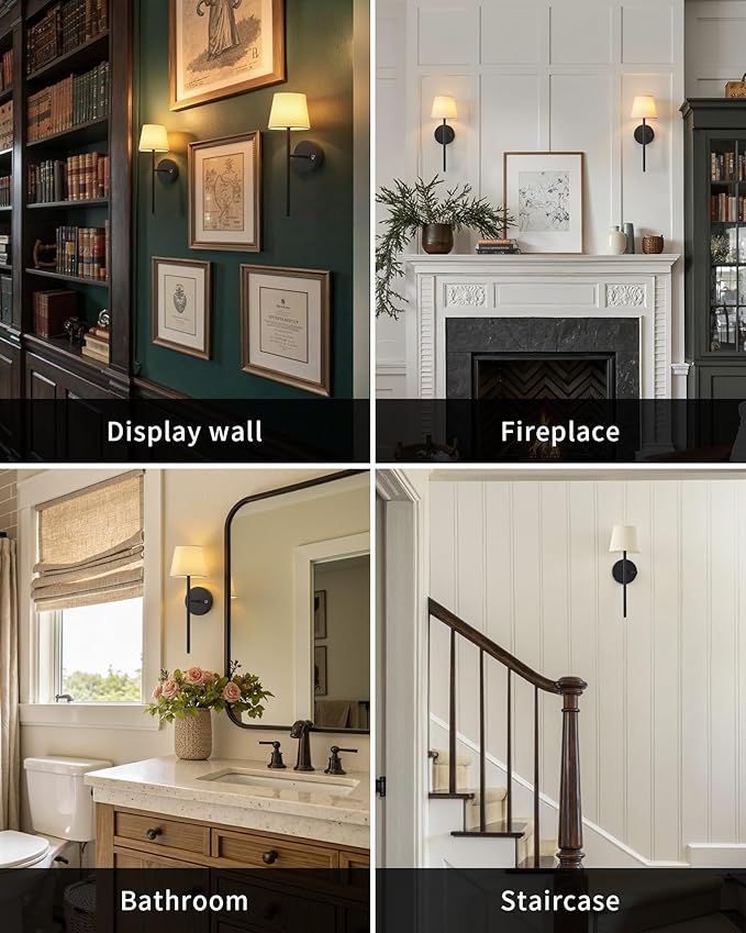 Battery Operated Wall Sconce Set of 2, Small LED Rechargeable Wall Lights - Image 6