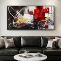 Extra Large Framed Red Black and White Abstract Wall Art by Cuspin