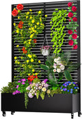 MTART Metal Planter Box with Trellis, 72.1"x47.2"x16" Outdoor Galvanized Raised by Unknown