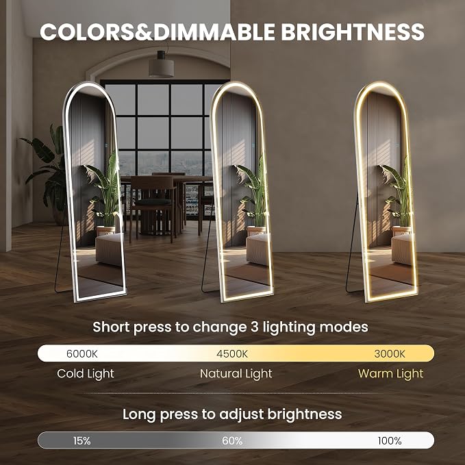 Sweetcrispy Arched LED Full Length Mirror - Image 4