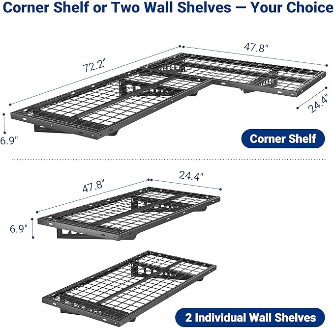 FLEXIMOUNTS 4 Pack 2x4ft Corner Wall Shelving Garage Storage Rack, 24x48 inch - Image 3