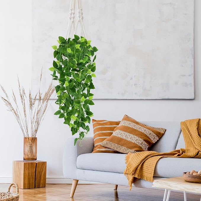 CEWOR 4pcs Artificial Hanging Plants 2.9ft Fake Ivy Vine Fake Ivy Leaves - Image 4