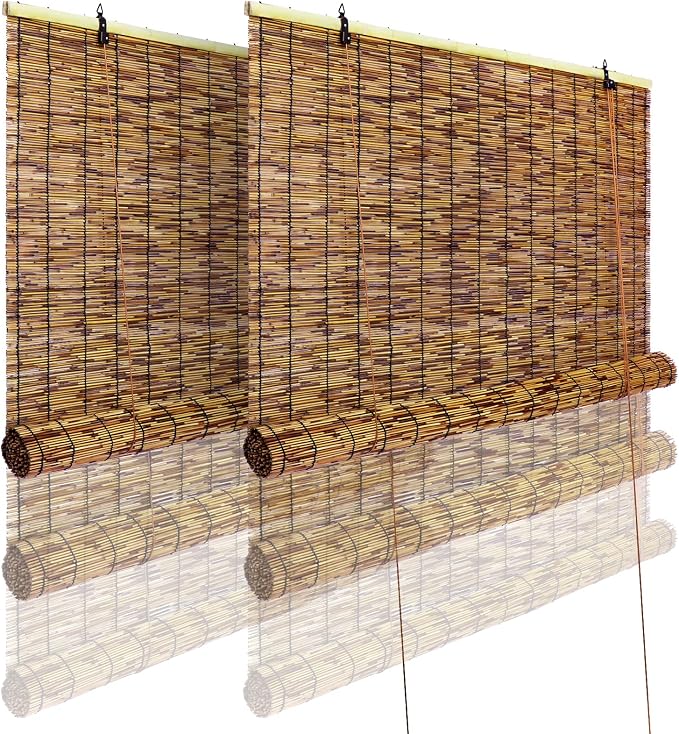 Bamboo Roll-up Shade, 2 Pack Roller Shutters Retro Curtains - Image 8