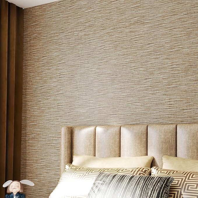 Decotalk Peel and Stick Grasscloth Wallpaper 200"x17.7" Brown Grasscloth by Decotalk