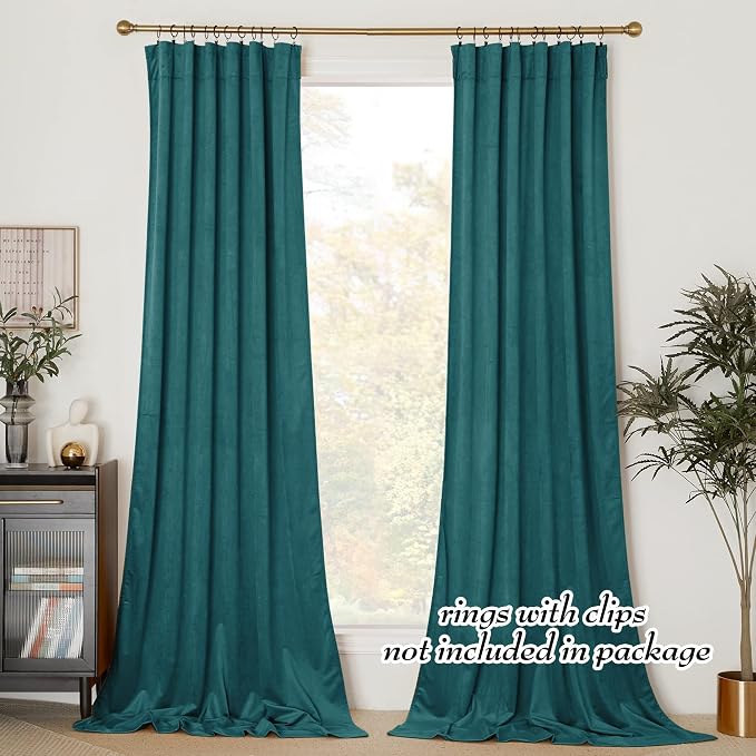 NICETOWN Teal Curtains for Living Room, Rod Pocket Privacy Enhancing Light - Image 3