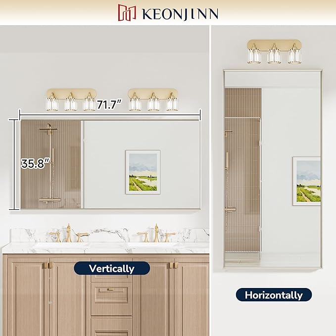 Keonjinn 72 x 36 Inch Brushed Nickel Bathroom Mirrors - Image 5