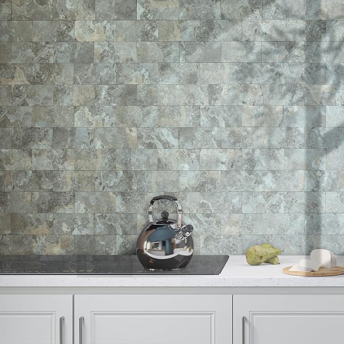 AULIGET 4-Piece Faux Stone Peel and Stick Backsplash Wall Tiles, Laundry Room - Image 4