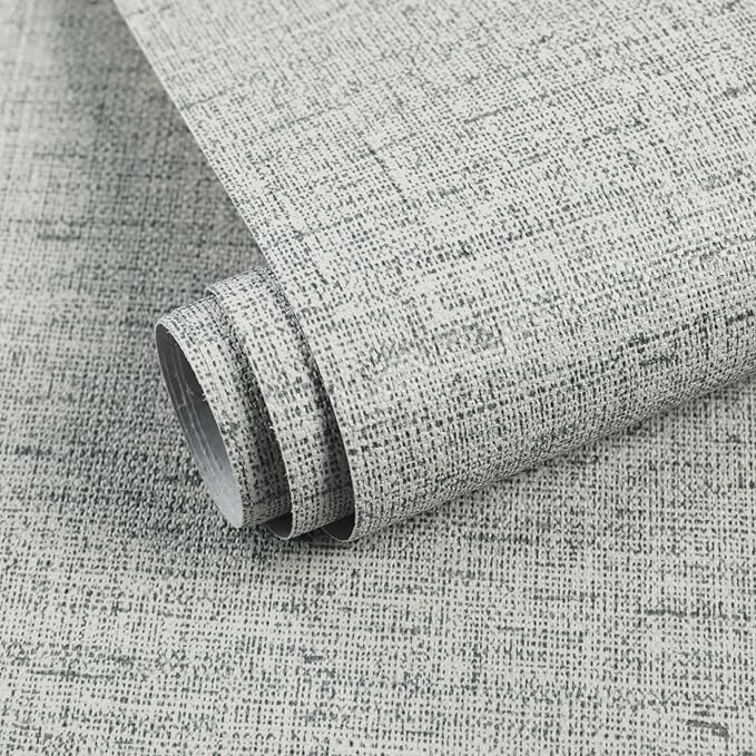 Gray Wallpaper Peel and Stick 15.75x196.85inch Contact Paper Grasscloth by MANONIRIA