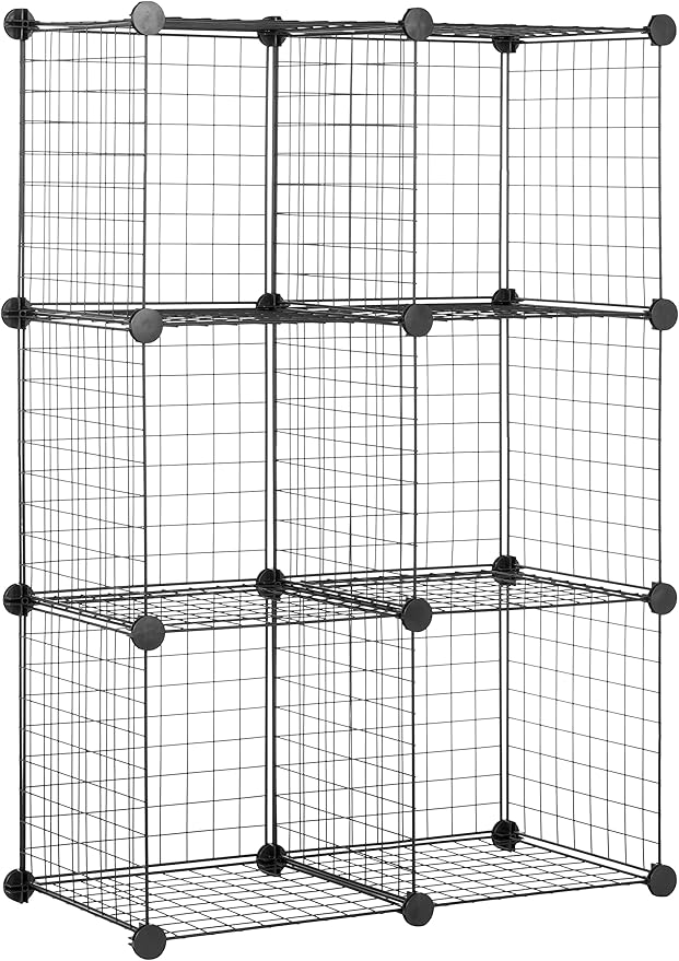 Amazon Basics 6 Cube Wire Grid Storage Organizer, Stackable Cubes, Cubby by AmazonBasics