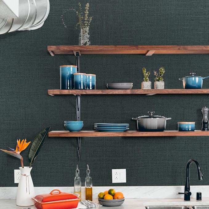 WADILE Grasscloth Peel and Stick Wallpaper 15.7in x 78.7in, Textured Contact - Image 3