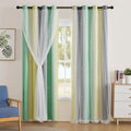 XiDi Curtains for Bedroom Decor, Rainbow GreenYellowGrey34/96/1 by Addsomecolortolife