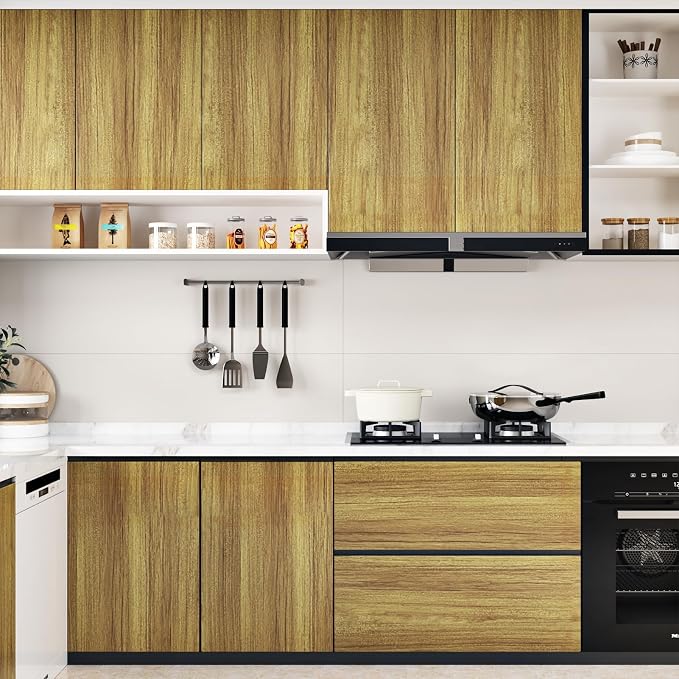 WESTICK Thick Brown Wood Wallpaper Kitchen Countertops Peel and Stick - Image 5